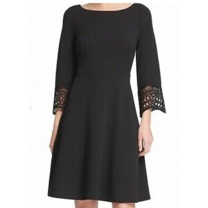 DKNY Black A-Line Lace Trim Fit & Flare Cocktail Dress NWT SZ 6 NEW